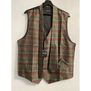 4 Pc Hi Tie Men's XL Holiday Christmas Vest, Tie, Cuff Links, Handkerchief C6